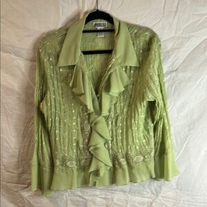 Robbie Bee Green Ruffled Blouse